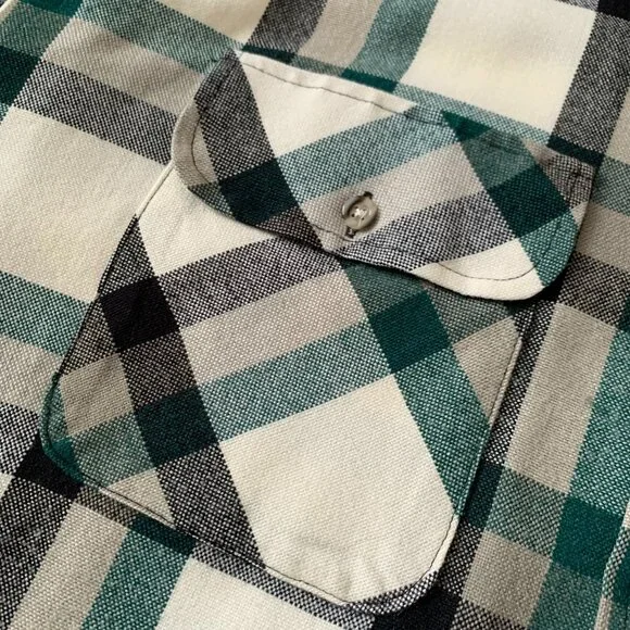 Vintage Plaid Flannel Button Up Long Sleeve Casual Shirt Fall Workwear Utility - Picture 5 of 9